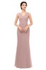 ColsBM Regina Blush Pink Bridesmaid Dresses Mature V-neck Sleeveless Buttons Zip up Floor Length
