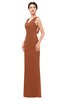 ColsBM Regina Bombay Brown Bridesmaid Dresses Mature V-neck Sleeveless Buttons Zip up Floor Length
