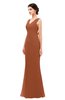 ColsBM Regina Bombay Brown Bridesmaid Dresses Mature V-neck Sleeveless Buttons Zip up Floor Length