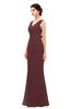 ColsBM Regina Burgundy Bridesmaid Dresses Mature V-neck Sleeveless Buttons Zip up Floor Length