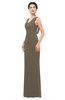 ColsBM Regina Carafe Brown Bridesmaid Dresses Mature V-neck Sleeveless Buttons Zip up Floor Length