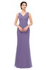 ColsBM Regina Chalk Violet Bridesmaid Dresses Mature V-neck Sleeveless Buttons Zip up Floor Length