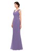 ColsBM Regina Chalk Violet Bridesmaid Dresses Mature V-neck Sleeveless Buttons Zip up Floor Length