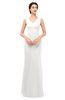 ColsBM Regina Cloud White Bridesmaid Dresses Mature V-neck Sleeveless Buttons Zip up Floor Length