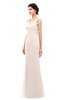 ColsBM Regina Cream Pink Bridesmaid Dresses Mature V-neck Sleeveless Buttons Zip up Floor Length