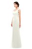 ColsBM Regina Cream Bridesmaid Dresses Mature V-neck Sleeveless Buttons Zip up Floor Length