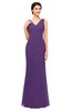 ColsBM Regina Dark Purple Bridesmaid Dresses Mature V-neck Sleeveless Buttons Zip up Floor Length
