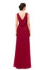 ColsBM Regina Dark Red Bridesmaid Dresses Mature V-neck Sleeveless Buttons Zip up Floor Length