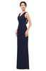 ColsBM Regina Dark Sapphire Bridesmaid Dresses Mature V-neck Sleeveless Buttons Zip up Floor Length