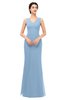 ColsBM Regina Dusty Blue Bridesmaid Dresses Mature V-neck Sleeveless Buttons Zip up Floor Length