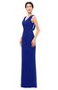 ColsBM Regina Electric Blue Bridesmaid Dresses Mature V-neck Sleeveless Buttons Zip up Floor Length