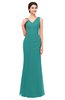 ColsBM Regina Emerald Green Bridesmaid Dresses Mature V-neck Sleeveless Buttons Zip up Floor Length