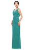 ColsBM Regina Emerald Green Bridesmaid Dresses Mature V-neck Sleeveless Buttons Zip up Floor Length
