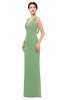 ColsBM Regina Fair Green Bridesmaid Dresses Mature V-neck Sleeveless Buttons Zip up Floor Length