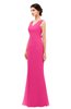 ColsBM Regina Fandango Pink Bridesmaid Dresses Mature V-neck Sleeveless Buttons Zip up Floor Length