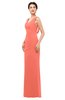 ColsBM Regina Fusion Coral Bridesmaid Dresses Mature V-neck Sleeveless Buttons Zip up Floor Length