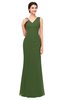 ColsBM Regina Garden Green Bridesmaid Dresses Mature V-neck Sleeveless Buttons Zip up Floor Length