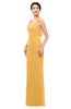 ColsBM Regina Golden Cream Bridesmaid Dresses Mature V-neck Sleeveless Buttons Zip up Floor Length