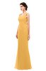 ColsBM Regina Golden Cream Bridesmaid Dresses Mature V-neck Sleeveless Buttons Zip up Floor Length