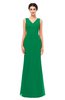 ColsBM Regina Green Bridesmaid Dresses Mature V-neck Sleeveless Buttons Zip up Floor Length