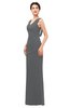 ColsBM Regina Grey Bridesmaid Dresses Mature V-neck Sleeveless Buttons Zip up Floor Length