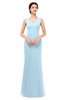 ColsBM Regina Ice Blue Bridesmaid Dresses Mature V-neck Sleeveless Buttons Zip up Floor Length