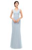 ColsBM Regina Illusion Blue Bridesmaid Dresses Mature V-neck Sleeveless Buttons Zip up Floor Length