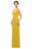 ColsBM Regina Lemon Curry Bridesmaid Dresses Mature V-neck Sleeveless Buttons Zip up Floor Length