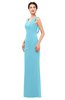 ColsBM Regina Light Blue Bridesmaid Dresses Mature V-neck Sleeveless Buttons Zip up Floor Length