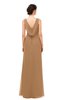 ColsBM Regina Light Brown Bridesmaid Dresses Mature V-neck Sleeveless Buttons Zip up Floor Length
