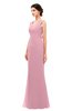 ColsBM Regina Light Coral Bridesmaid Dresses Mature V-neck Sleeveless Buttons Zip up Floor Length