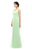ColsBM Regina Light Green Bridesmaid Dresses Mature V-neck Sleeveless Buttons Zip up Floor Length