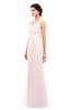 ColsBM Regina Light Pink Bridesmaid Dresses Mature V-neck Sleeveless Buttons Zip up Floor Length