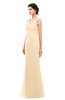 ColsBM Regina Marzipan Bridesmaid Dresses Mature V-neck Sleeveless Buttons Zip up Floor Length