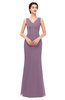 ColsBM Regina Mauve Bridesmaid Dresses Mature V-neck Sleeveless Buttons Zip up Floor Length
