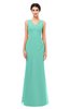 ColsBM Regina Mint Green Bridesmaid Dresses Mature V-neck Sleeveless Buttons Zip up Floor Length