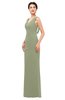 ColsBM Regina Moss Green Bridesmaid Dresses Mature V-neck Sleeveless Buttons Zip up Floor Length