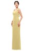 ColsBM Regina New Wheat Bridesmaid Dresses Mature V-neck Sleeveless Buttons Zip up Floor Length
