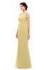 ColsBM Regina New Wheat Bridesmaid Dresses Mature V-neck Sleeveless Buttons Zip up Floor Length