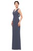 ColsBM Regina Nightshadow Blue Bridesmaid Dresses Mature V-neck Sleeveless Buttons Zip up Floor Length