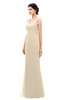 ColsBM Regina Novelle Peach Bridesmaid Dresses Mature V-neck Sleeveless Buttons Zip up Floor Length