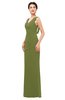 ColsBM Regina Olive Green Bridesmaid Dresses Mature V-neck Sleeveless Buttons Zip up Floor Length