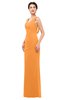 ColsBM Regina Orange Bridesmaid Dresses Mature V-neck Sleeveless Buttons Zip up Floor Length