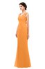 ColsBM Regina Orange Bridesmaid Dresses Mature V-neck Sleeveless Buttons Zip up Floor Length