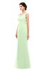 ColsBM Regina Pale Green Bridesmaid Dresses Mature V-neck Sleeveless Buttons Zip up Floor Length