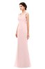 ColsBM Regina Pastel Pink Bridesmaid Dresses Mature V-neck Sleeveless Buttons Zip up Floor Length