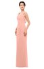 ColsBM Regina Peach Bridesmaid Dresses Mature V-neck Sleeveless Buttons Zip up Floor Length