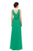 ColsBM Regina Pepper Green Bridesmaid Dresses Mature V-neck Sleeveless Buttons Zip up Floor Length