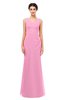 ColsBM Regina Pink Bridesmaid Dresses Mature V-neck Sleeveless Buttons Zip up Floor Length