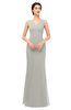 ColsBM Regina Platinum Bridesmaid Dresses Mature V-neck Sleeveless Buttons Zip up Floor Length